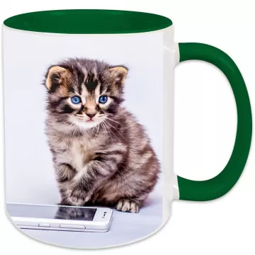 Tazza verde scuro personalizzata con foto | Lavabile in lavastoviglie