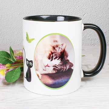 Tazza con maniglia e interno nero per personalizzare con foto