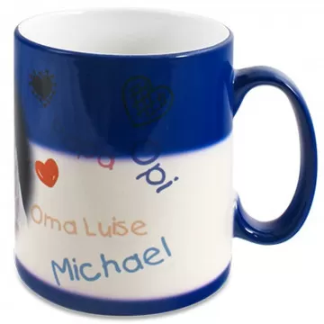 Tazza magica blu con foto personalizzata | Effetto termico