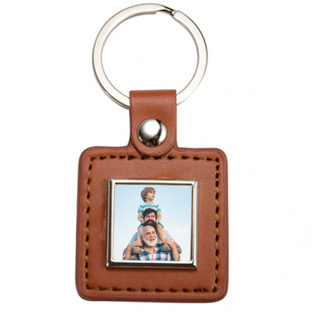 Portachiavi in pelle marrone personalizzato Portachiavi in pelle marrone personalizzato