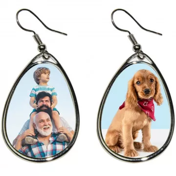 Orecchini pendenti ovali personalizzati con foto a colori