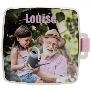 Specchietto quadrato rosa personalizzato con foto