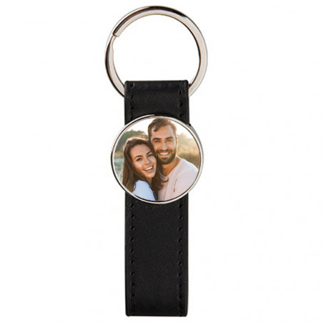 Portachiavi in pelle lunga rotonda stampata foto