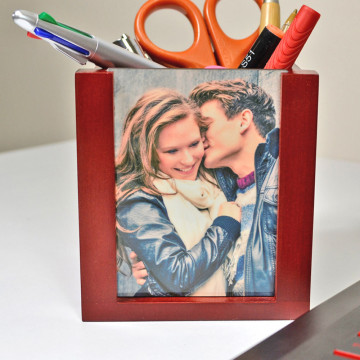 Vaso di penna di legno personalizzabile