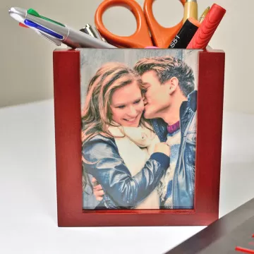 Vaso di penna di legno personalizzabile