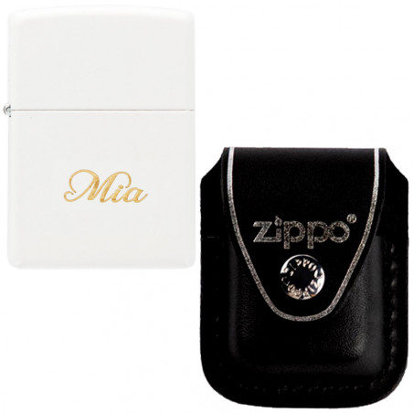 Accendino bianco Zippo inciso Accendino bianco Zippo inciso