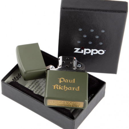 Accendino Zippo Kaki inciso Accendino Zippo Kaki inciso