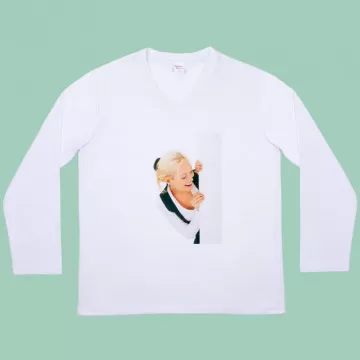 T-shirt bianca a maniche lunghe da uomo