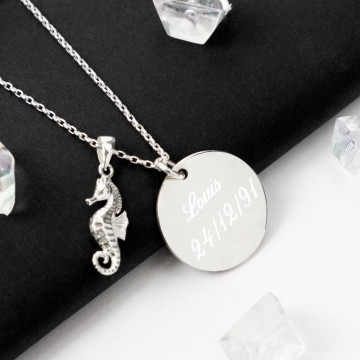 Ciondolo personalizzato cavalluccio marino |Incisione del testo o del nome