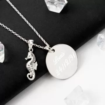 Ciondolo personalizzato cavalluccio marino |Incisione del testo o del nome