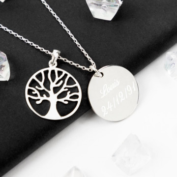 Ciondolo personalizzato albero della vita placcato in argento