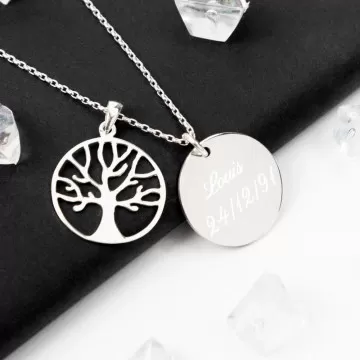Ciondolo personalizzato albero della vita placcato in argento