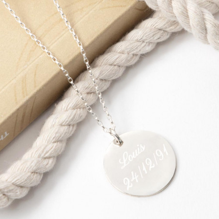 Ciondolo rotondo in argento personalizzabile Ciondolo rotondo in argento personalizzabile