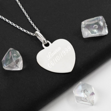Argento placcato cuore collana incisione