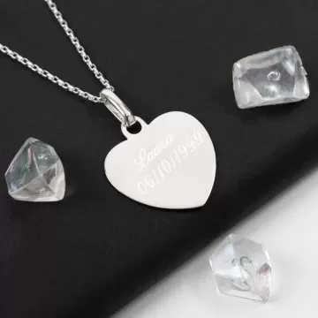 Argento placcato cuore collana incisione
