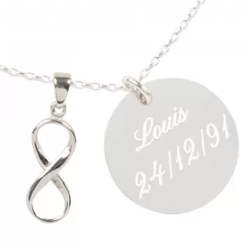 Collana simbolo infinito in argento 925 con incisione