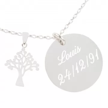 Collana albero della vita con incisione | Placcata argento 925