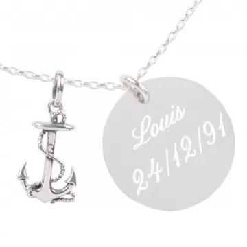 Collana ancora marina con incisione personalizzata