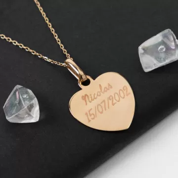 Collana personalizzata con cuore placcato oro con testo