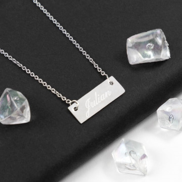 Collana placcata in argento con incisione - Collana in argento personalizzata