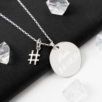 Collana con hashtag originale incisa - Ciondolo hashtag personalizzato