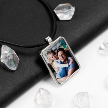 Collana personalizzata a forma di rettangolo - Collana stampata con cordino