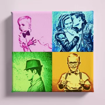 Tela Pop Art Personalizzata con 4 Foto | Tela personalizzata