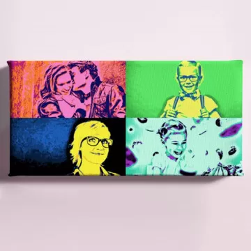 Tela panoramica pop art 4 foto personalizzate