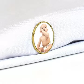 Spilla ovale con foto personalizzata - Spilla ovale in oro stampato