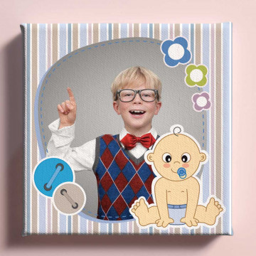 Tela fotografica con montaggio di un bambino blu