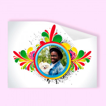 Poster con fotomontaggio astratto e colorato