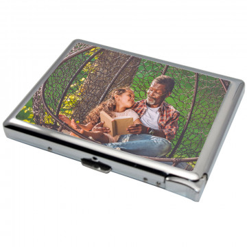 Porta biglietti da visita personalizzati con foto e testo