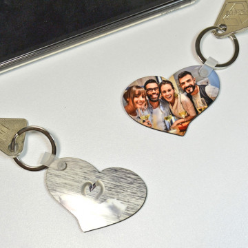 Set di 2 portachiavi personalizzabili con foto a forma di cuore