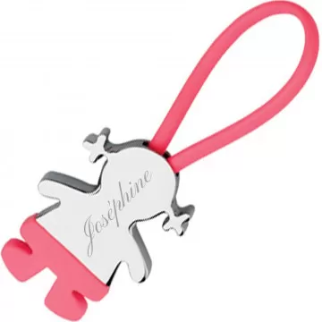 Portachiavi bambina personalizzato con nome inciso rosa