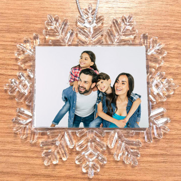 Fiocco di neve personalizzato foto anteriore e posteriore - Fiocco natalizio personalizzato