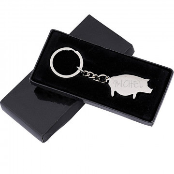 Portachiavi personalizzato con maiale con incisione