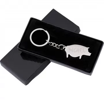 Portachiavi personalizzato con maiale con incisione