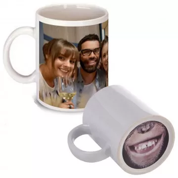 Tazza personalizzata con foto e sorriso scimmia divertente