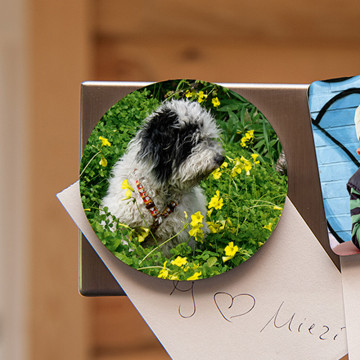 Magnete rondo personalizzato con una foto