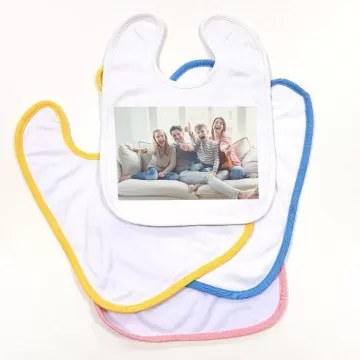 Bavaglino bordo giallo personalizzato con foto