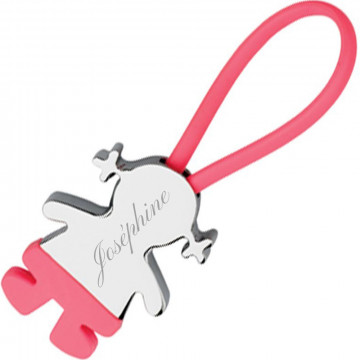 Portachiavi da ragazza inciso rosa - Incisione di testo