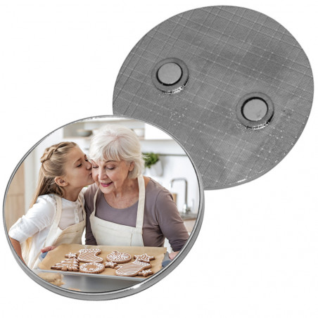 Magnete rotondo in metallo con foto stampata Magnete rotondo in metallo con foto stampata