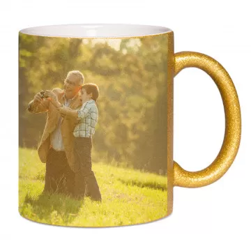 Tazza dorata personalizzata con foto in ceramica