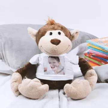 Scimmia di peluche con foto personalizzata