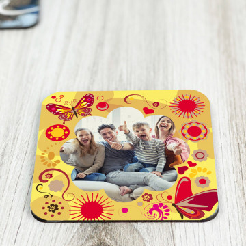 Sottobicchiere quadrato in legno con farfalla | Sottobicchiere personalizzato