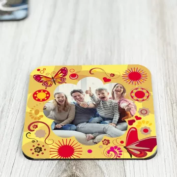 Sottobicchiere quadrato in legno con farfalla | Sottobicchiere personalizzato