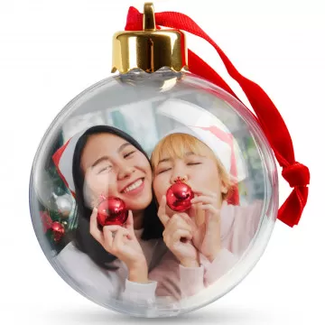 Ballo di Natale personalizzato con 2 foto | Gingillo natalizio personalizzato