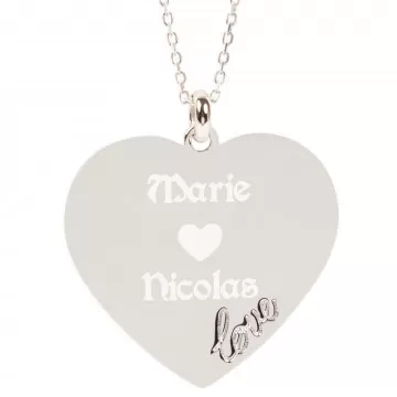 Love cuore collana in argento personalizzato