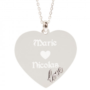 Collana cuore Love in argento 925 personalizzata con incisione