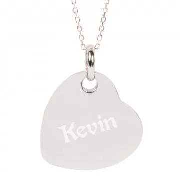 Collana cuore invertito in argento inciso